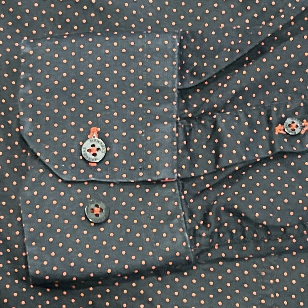 Barabas‎ Mens XL Black Red Polka Dot Print Long Sleeve Button Up Shirt